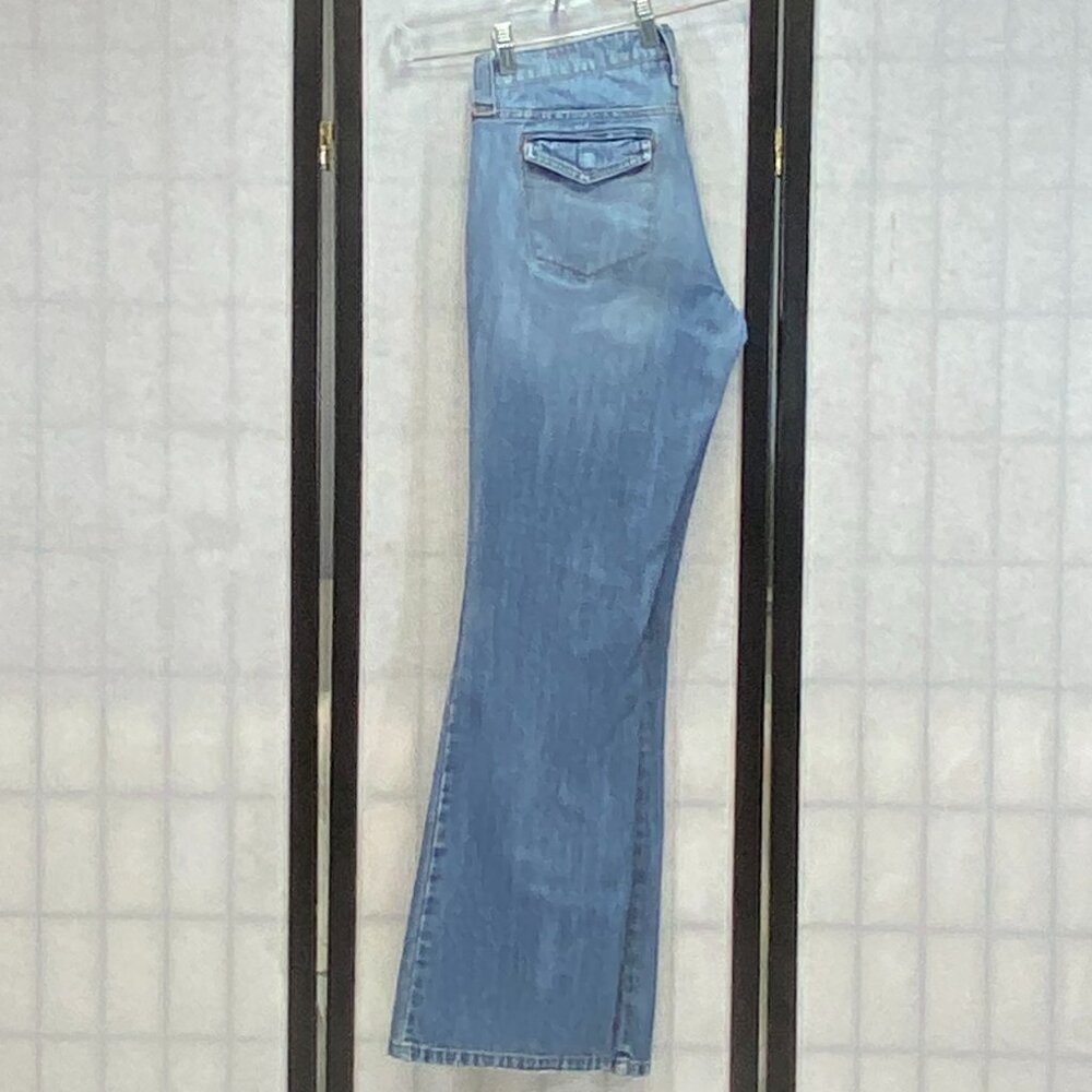 Arizona Jean Co Patch Pocket Flare Jeans 9 Medium Wash Retro 70s Style Denim - Picture 6 of 13